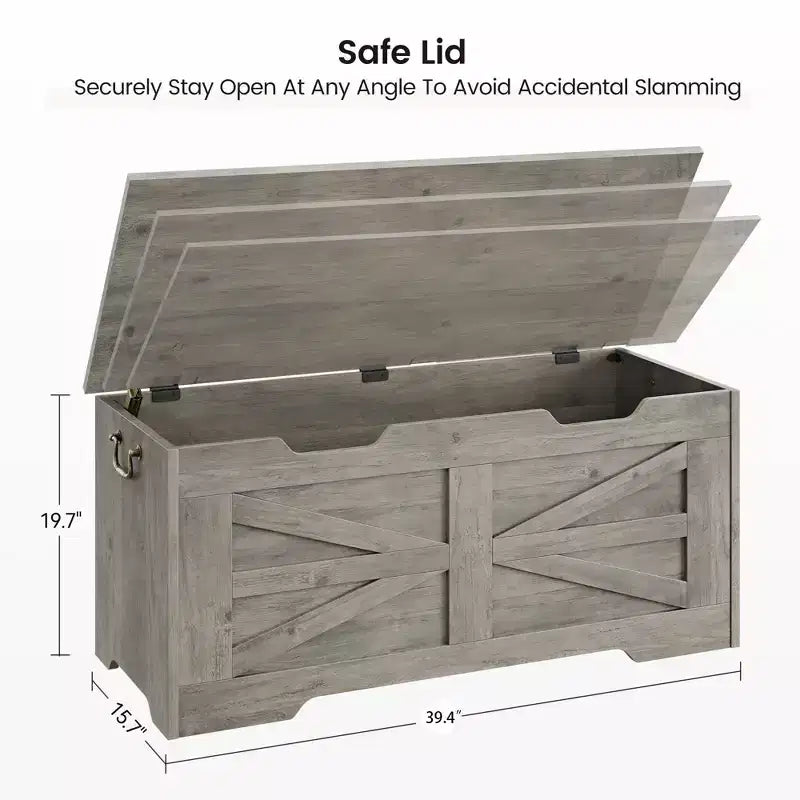 Storage Chest, 39.4 Wooden Storage Bench with Safety Hinge - 350Lb Capacity Flip Top Blanket Trunk for Entryway/Living Room/Bedroom