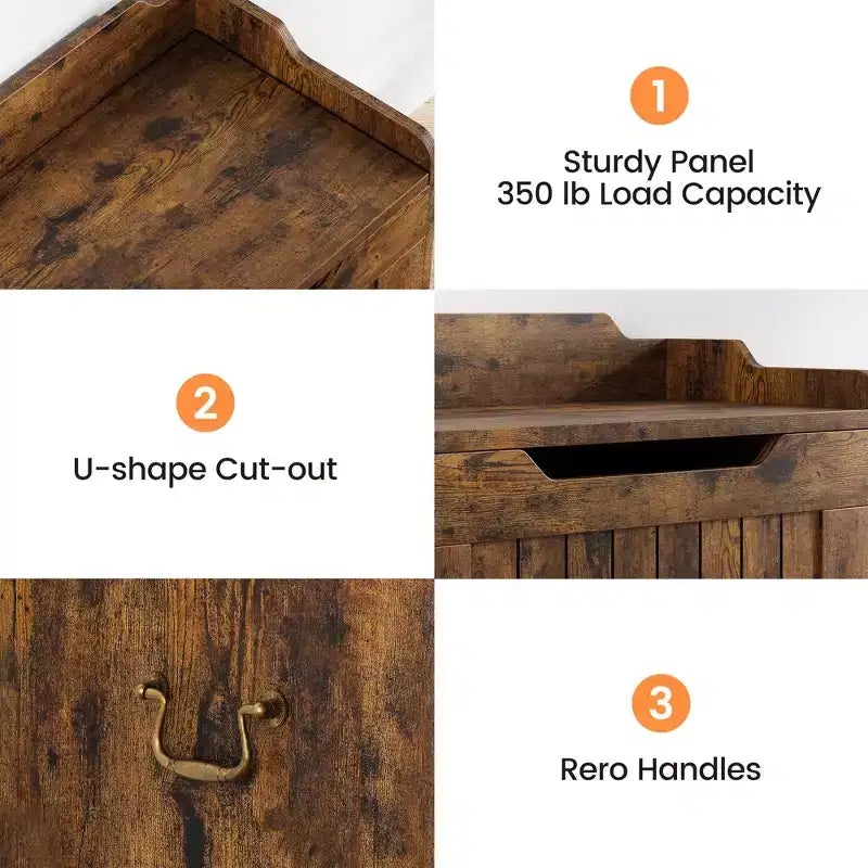 Storage Chest, 39.4 Wooden Storage Bench with Safety Hinge - 350Lb Capacity Flip Top Blanket Trunk for Entryway/Living Room/Bedroom