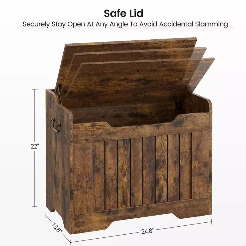 Storage Chest, 39.4 Wooden Storage Bench with Safety Hinge - 350Lb Capacity Flip Top Blanket Trunk for Entryway/Living Room/Bedroom