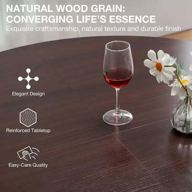 Hommpa 48 Round Dining Table - Sturdy Rubber Wood, Modern Farmhouse, Seats 4-6