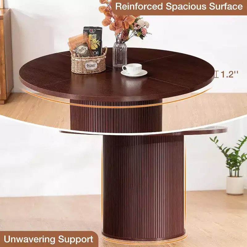 Hommpa 48 Round Dining Table - Sturdy Rubber Wood, Modern Farmhouse, Seats 4-6