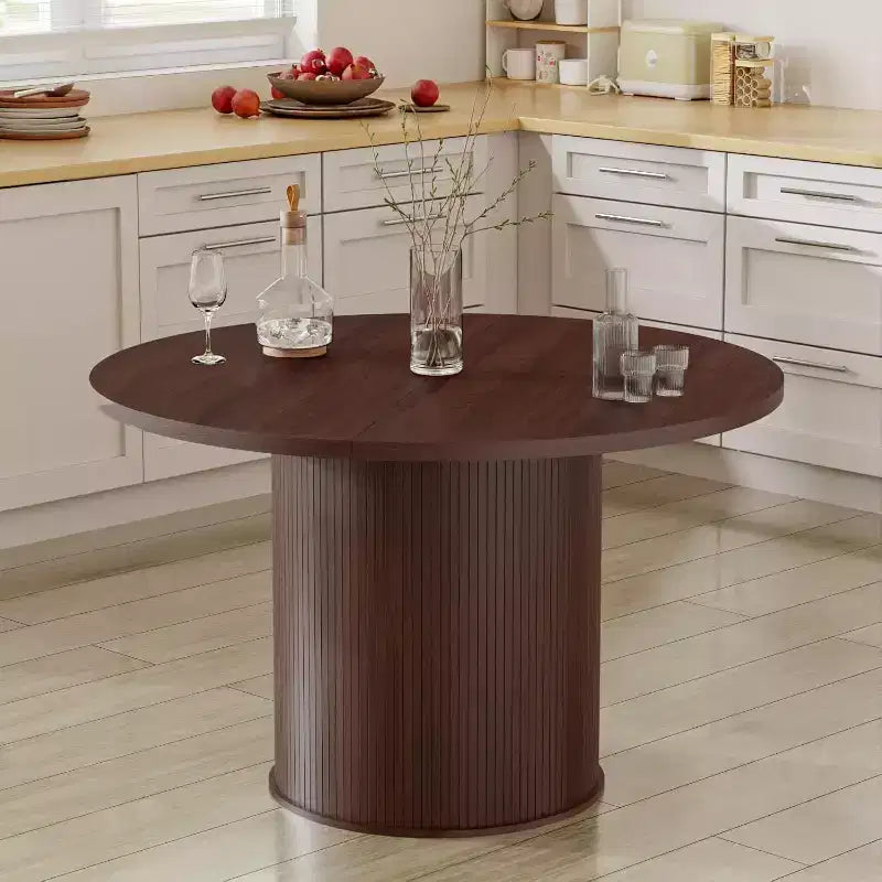 Hommpa 48 Round Dining Table - Sturdy Rubber Wood, Modern Farmhouse, Seats 4-6