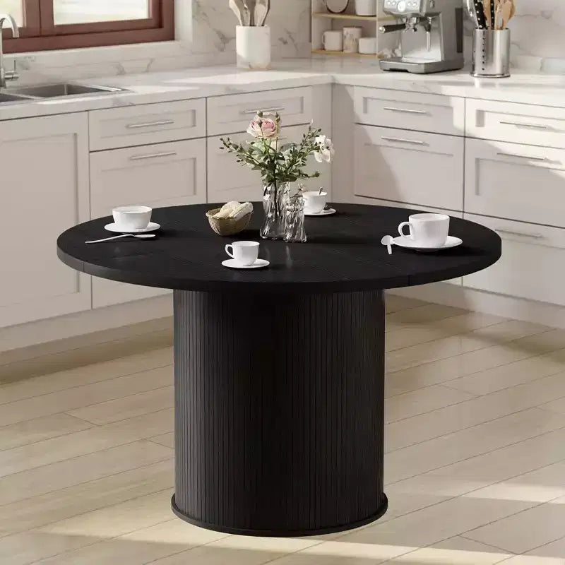 Hommpa 48 Round Dining Table - Sturdy Rubber Wood, Modern Farmhouse, Seats 4-6