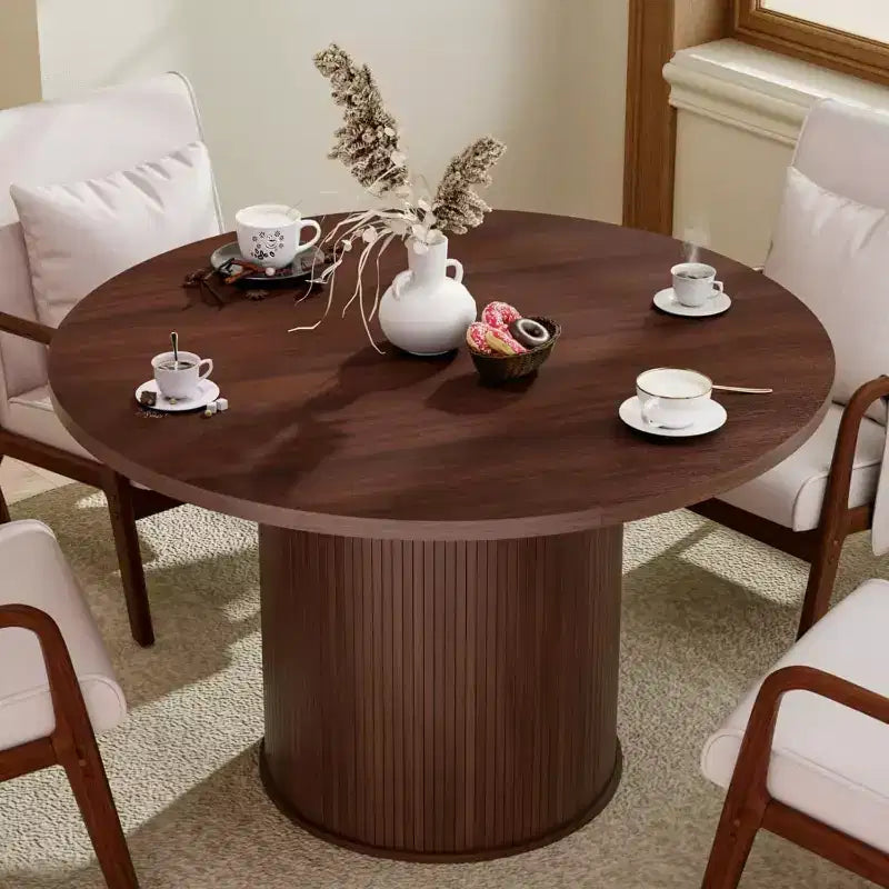 Hommpa 48 Round Dining Table - Sturdy Rubber Wood, Modern Farmhouse, Seats 4-6