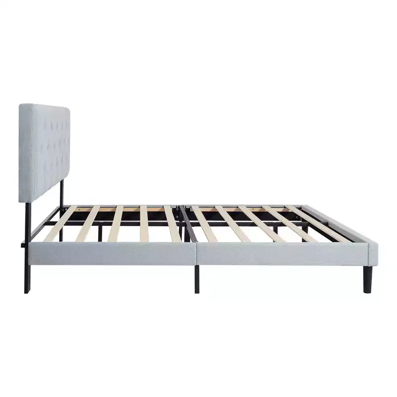 Homy Casa Twin Upholstered Platform Bed with Wood Slat Mattress Support