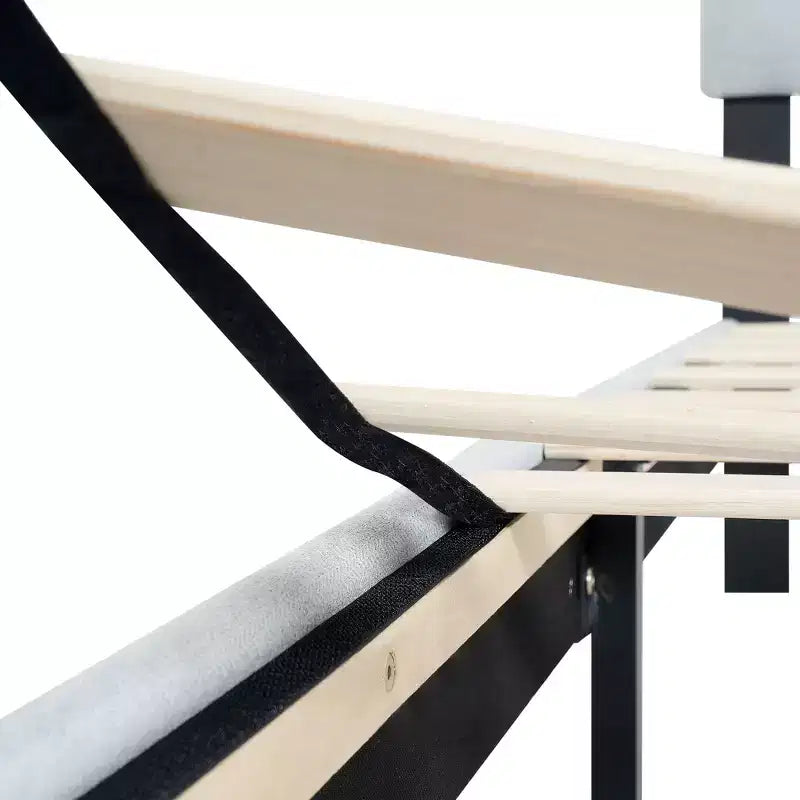 Homy Casa Twin Upholstered Platform Bed with Wood Slat Mattress Support