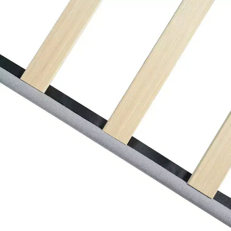 Homy Casa Twin Upholstered Platform Bed with Wood Slat Mattress Support