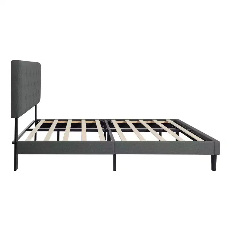 Homy Casa Twin Upholstered Platform Bed with Wood Slat Mattress Support