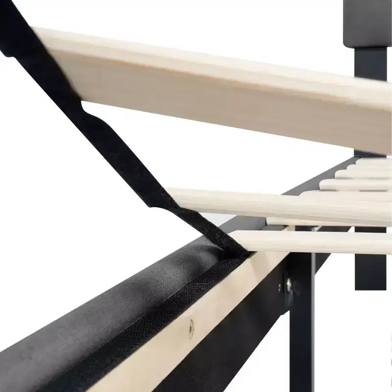 Homy Casa Twin Upholstered Platform Bed with Wood Slat Mattress Support