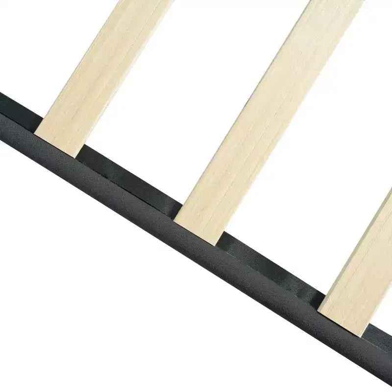 Homy Casa Twin Upholstered Platform Bed with Wood Slat Mattress Support