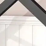 MAYEERTY Metal Kids House Bed with Roof Playhouse Design Sturdy Platform Bed with Slats Easy Assembly