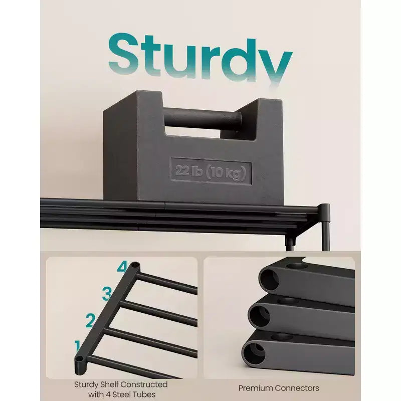 8-Tier Stackable Shoe Rack, 36.2 Inch Metal Shoe Organizer with 22 lb per Tier Capacity, Upright & Reversible for Entryway, Black