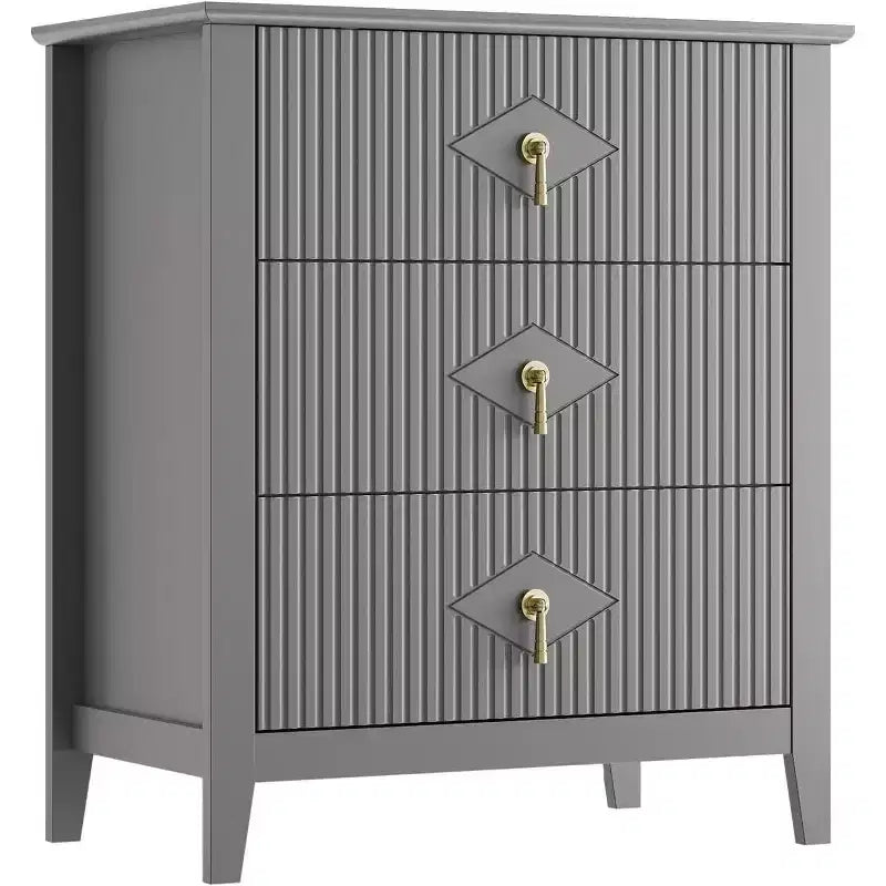 Acekool 27.6 3-Drawer Fluted Dresser, Modern Storage Organizer Cabinet with Deep Drawers