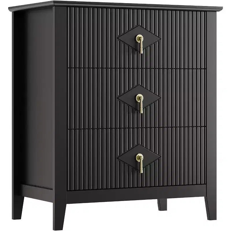 Acekool 27.6 3-Drawer Fluted Dresser, Modern Storage Organizer Cabinet with Deep Drawers
