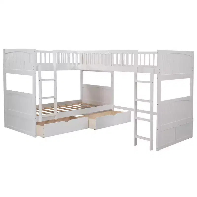 Whisen Twin Size Bunk Bed with Built-in Drawers & Versatile Under-Bed Area for Kids Rooms