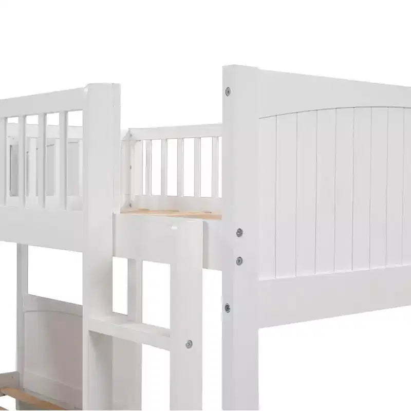 Whisen Twin Size Bunk Bed with Built-in Drawers & Versatile Under-Bed Area for Kids Rooms