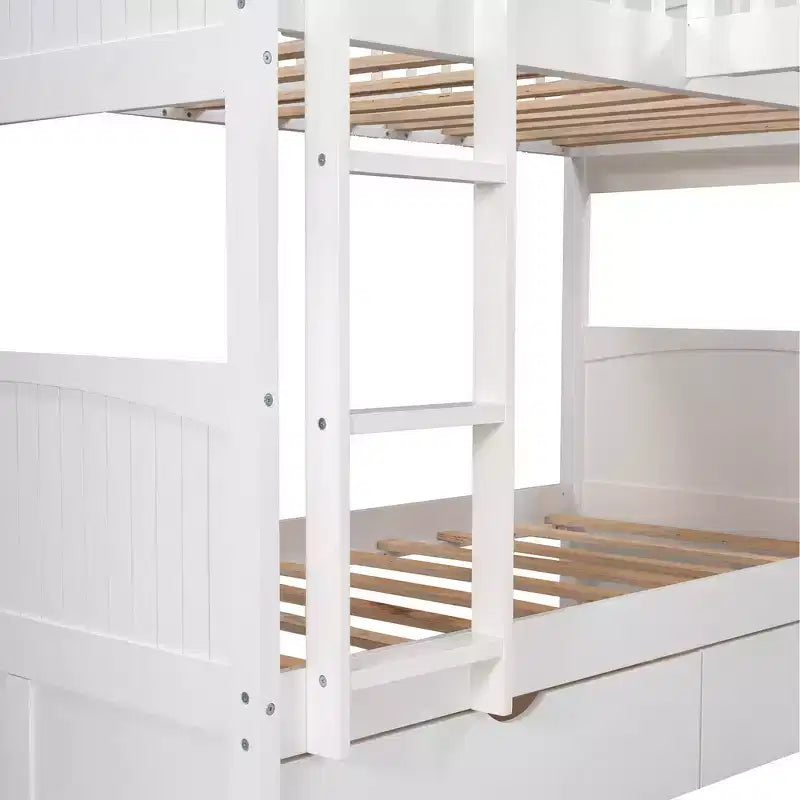 Whisen Twin Size Bunk Bed with Built-in Drawers & Versatile Under-Bed Area for Kids Rooms