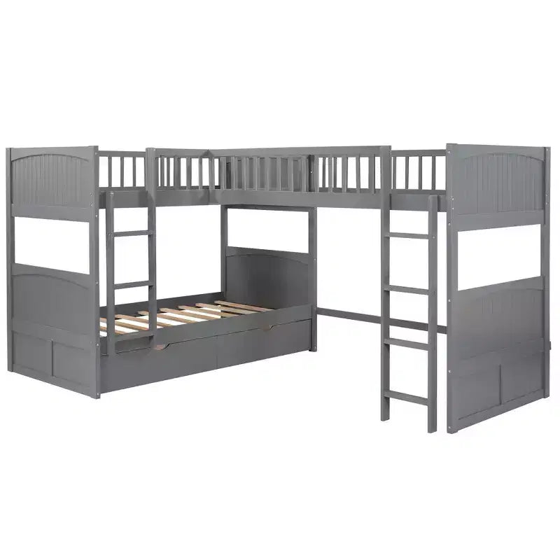 Whisen Twin Size Bunk Bed with Built-in Drawers & Versatile Under-Bed Area for Kids Rooms