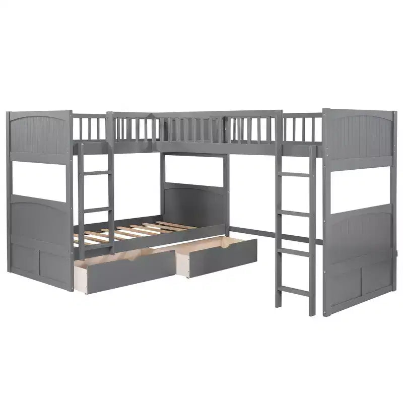 Whisen Twin Size Bunk Bed with Built-in Drawers & Versatile Under-Bed Area for Kids Rooms