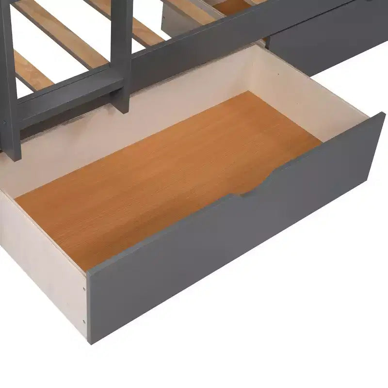 Whisen Twin Size Bunk Bed with Built-in Drawers & Versatile Under-Bed Area for Kids Rooms
