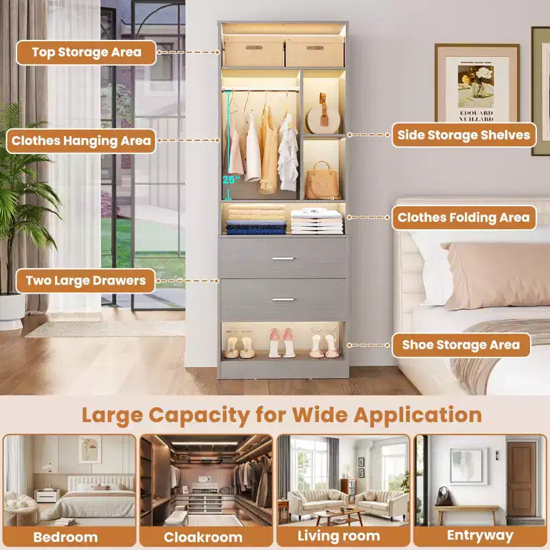 Besiost Closet System with 2 Wood Drawers