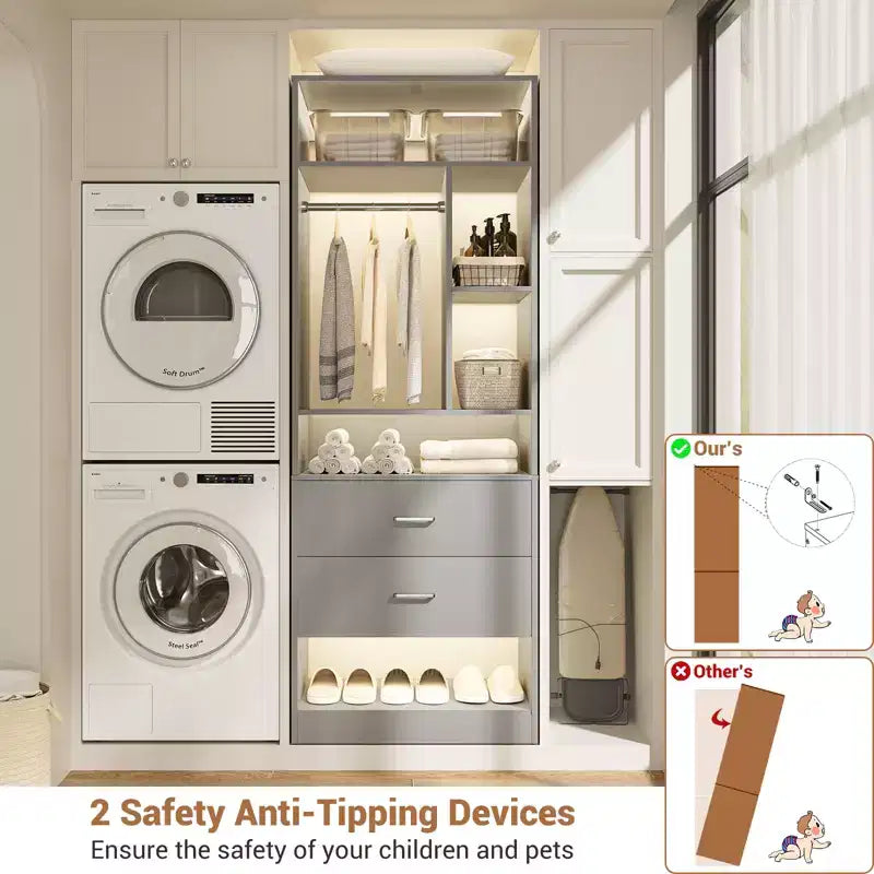 Besiost Closet System with 2 Wood Drawers