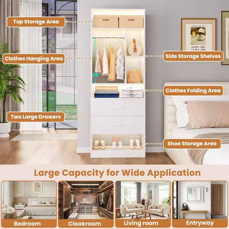 Besiost Closet System with 2 Wood Drawers