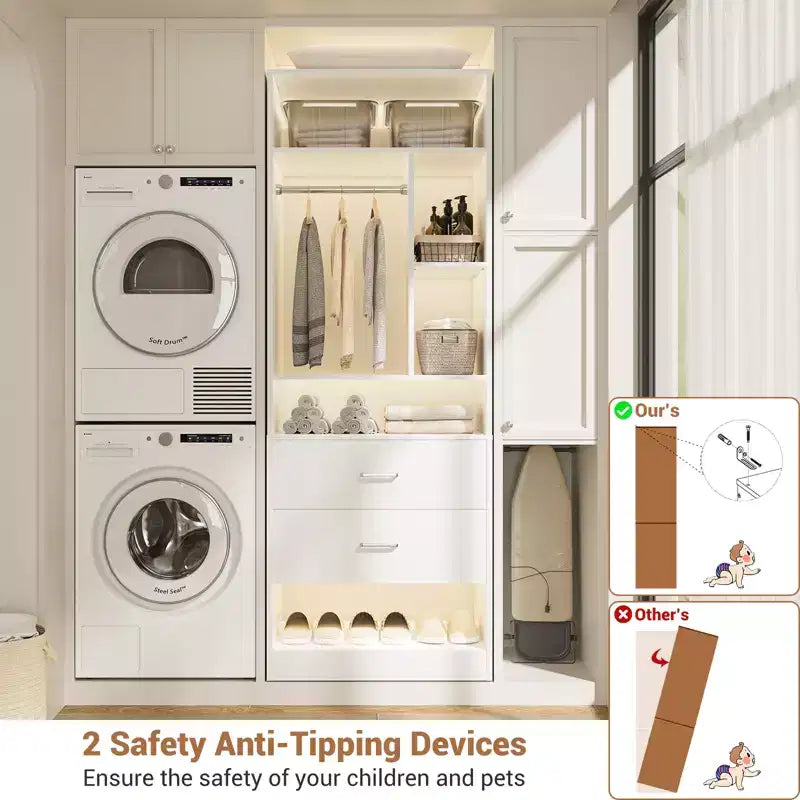 Besiost Closet System with 2 Wood Drawers