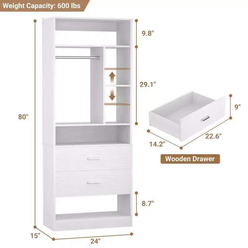 Besiost Closet System with 2 Wood Drawers