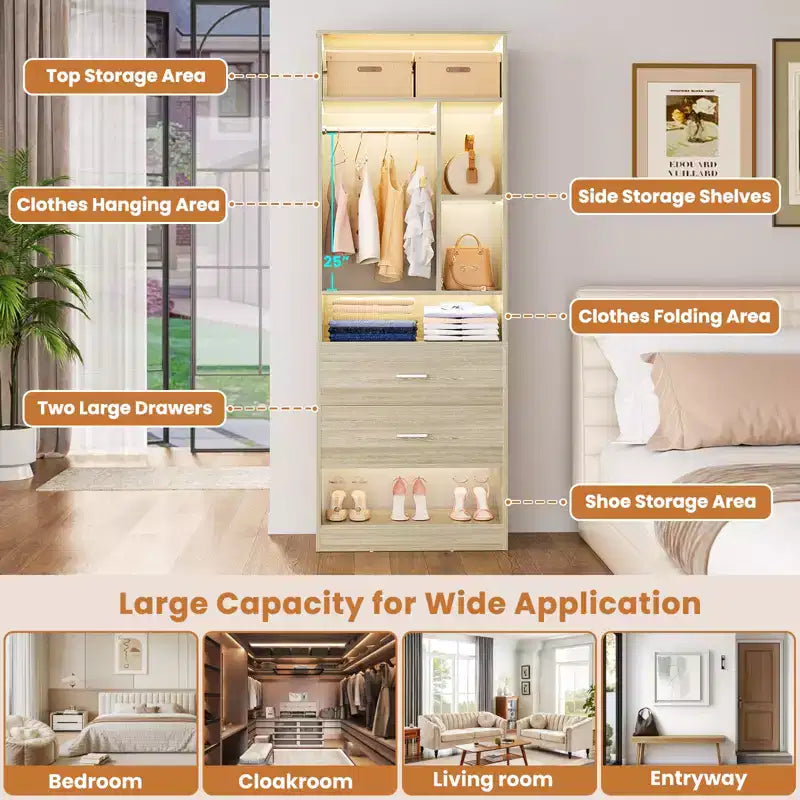 Besiost Closet System with 2 Wood Drawers