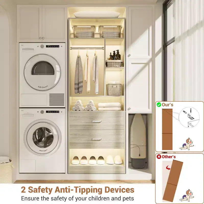 Besiost Closet System with 2 Wood Drawers
