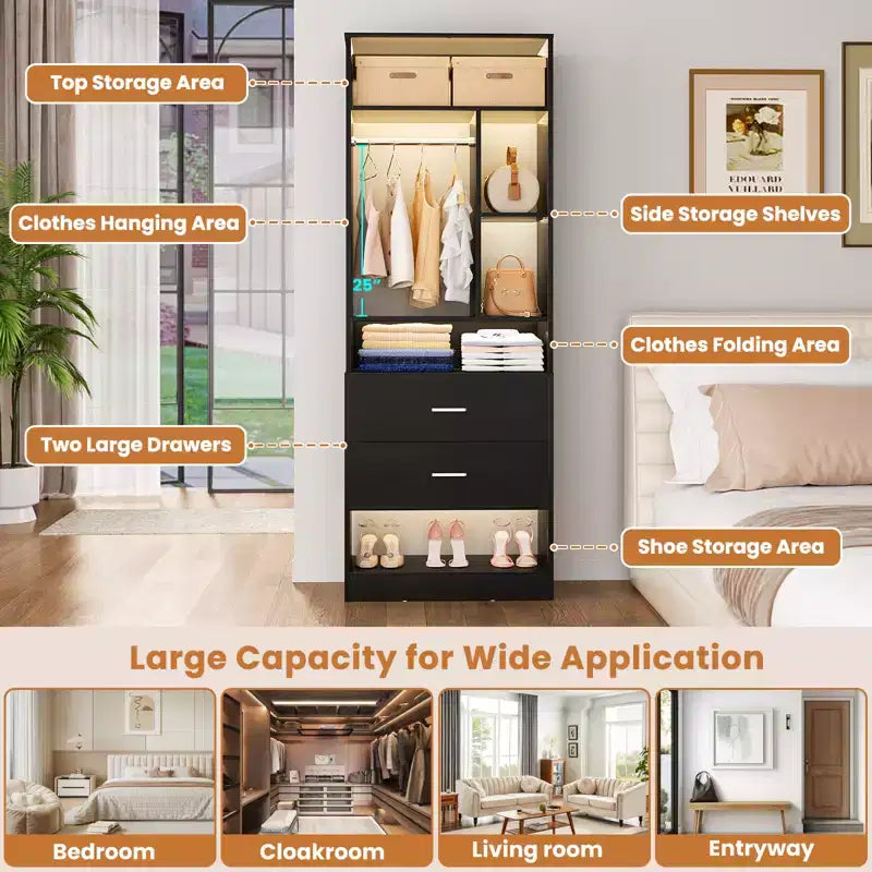 Besiost Closet System with 2 Wood Drawers