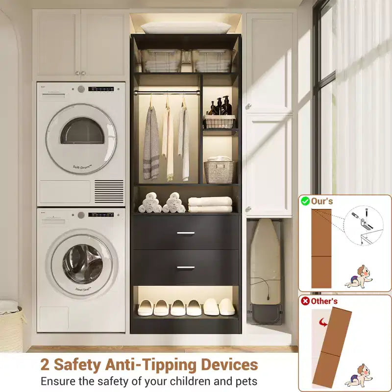 Besiost Closet System with 2 Wood Drawers