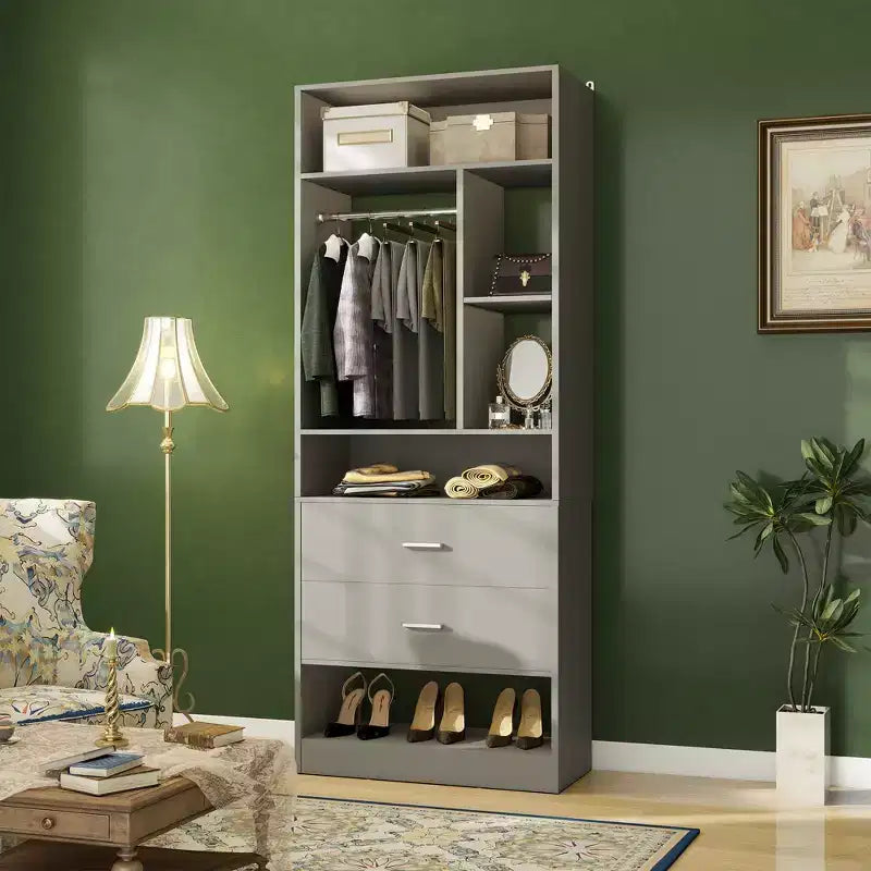 Besiost Closet System with 2 Wood Drawers