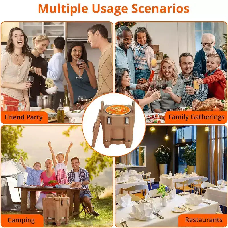 Insulated Food Carrier, 22Qt Capacity, Stackable Hot Box, with Spoon, Wheel and Safe Lock, for Catering, Family Gathering, Canteen, Restaurant