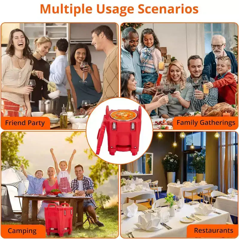 Insulated Food Carrier, 22Qt Capacity, Stackable Hot Box, with Spoon, Wheel and Safe Lock, for Catering, Family Gathering, Canteen, Restaurant