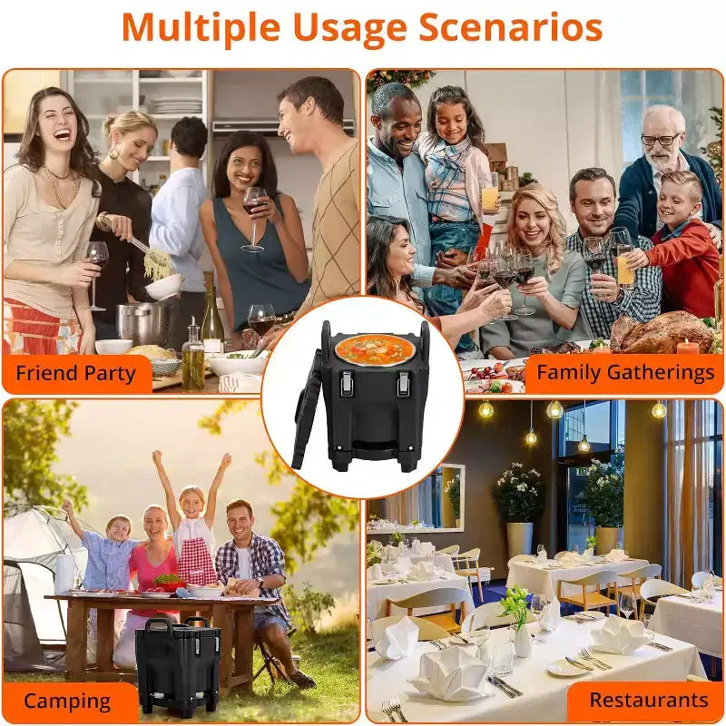 Insulated Food Carrier, 22Qt Capacity, Stackable Hot Box, with Spoon, Wheel and Safe Lock, for Catering, Family Gathering, Canteen, Restaurant