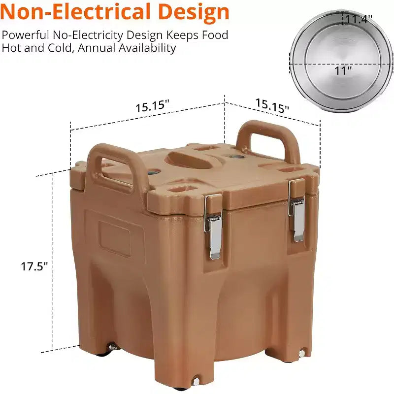 Insulated Food Carrier, 22Qt Capacity, Stackable Hot Box, with Spoon, Wheel and Safe Lock, for Catering, Family Gathering, Canteen, Restaurant