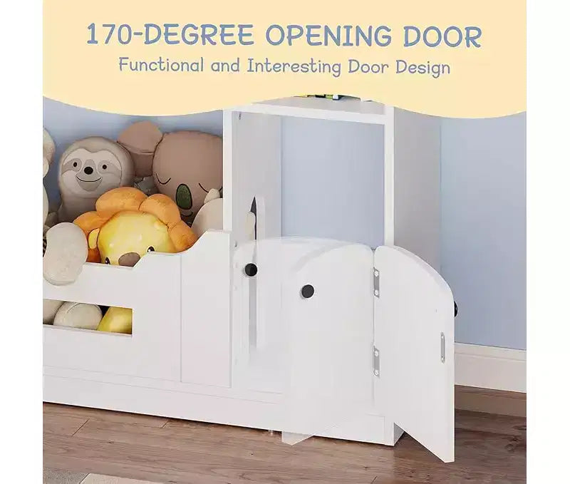 3-Tier Children's Bookshelf and Toy Storage Organizer with Motion Sensor Light C Wooden Book Rack for Playrooms, Classrooms, and Bedrooms