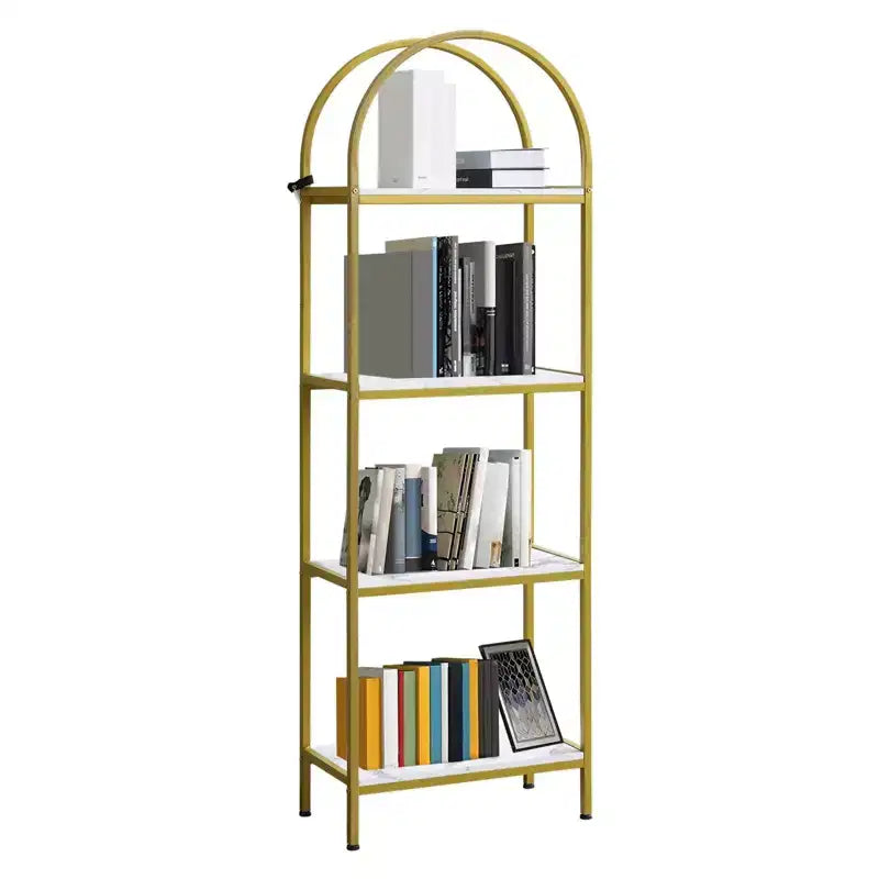 Bookshelf, Arched Bookshelf 5 Tier Bookcase, Industrial Open Book Shelves for Living Room, Modern Freestanding Display Shelving Unit Storage Rack
