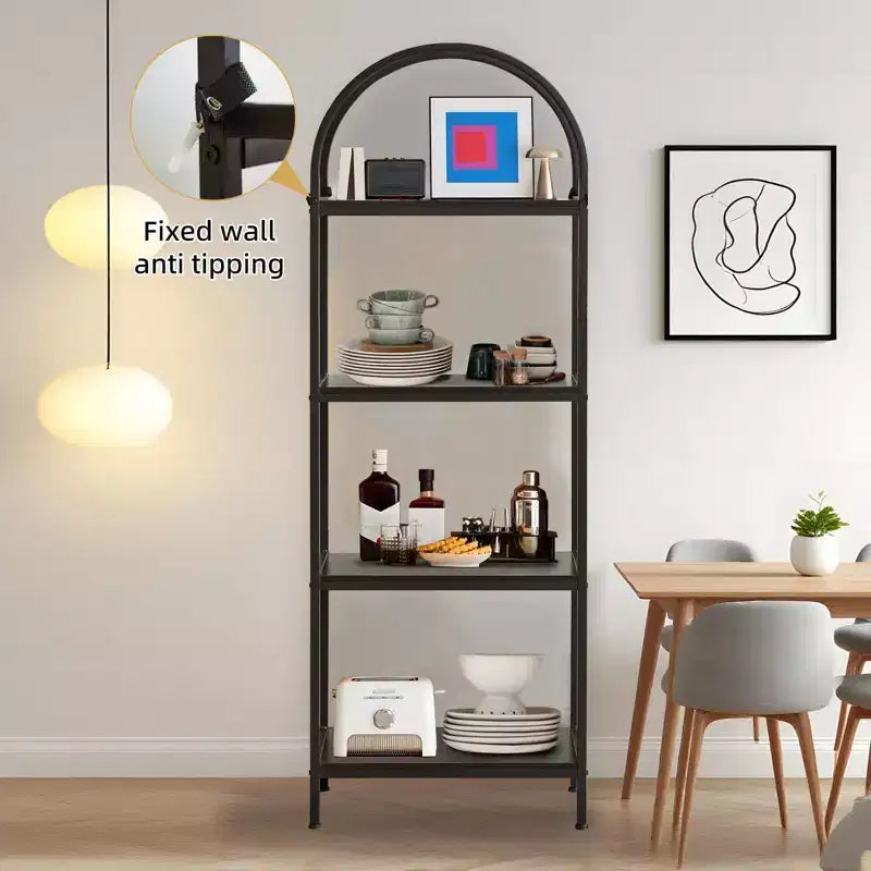 Bookshelf, Arched Bookshelf 5 Tier Bookcase, Industrial Open Book Shelves for Living Room, Modern Freestanding Display Shelving Unit Storage Rack