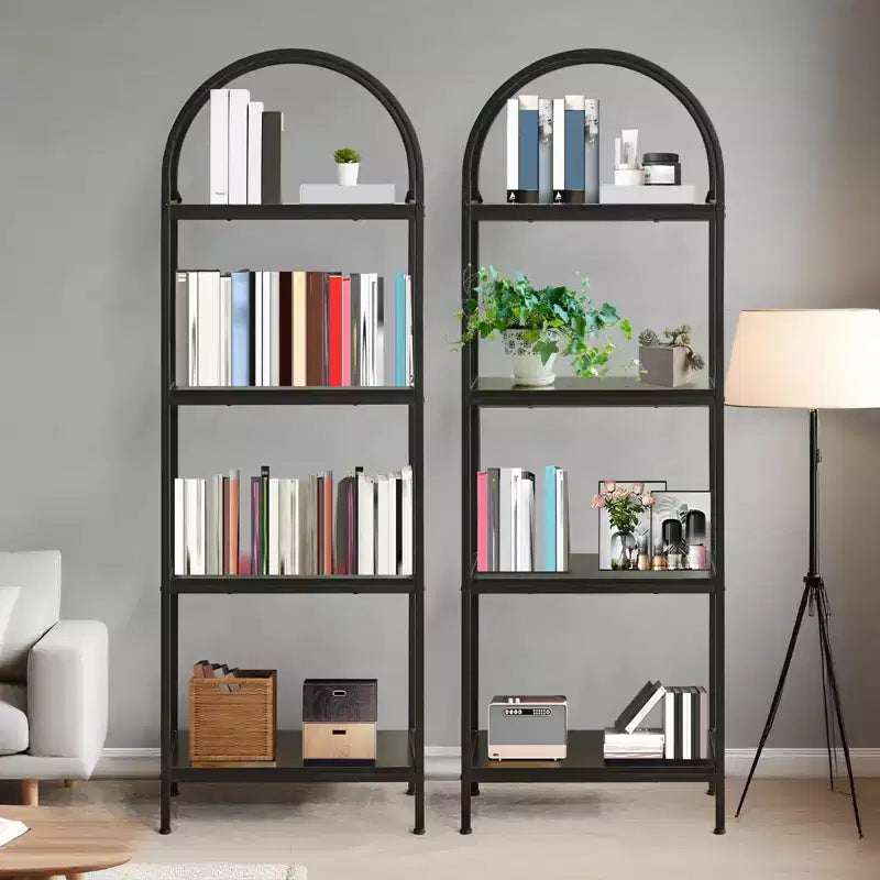 Bookshelf, Arched Bookshelf 5 Tier Bookcase, Industrial Open Book Shelves for Living Room, Modern Freestanding Display Shelving Unit Storage Rack