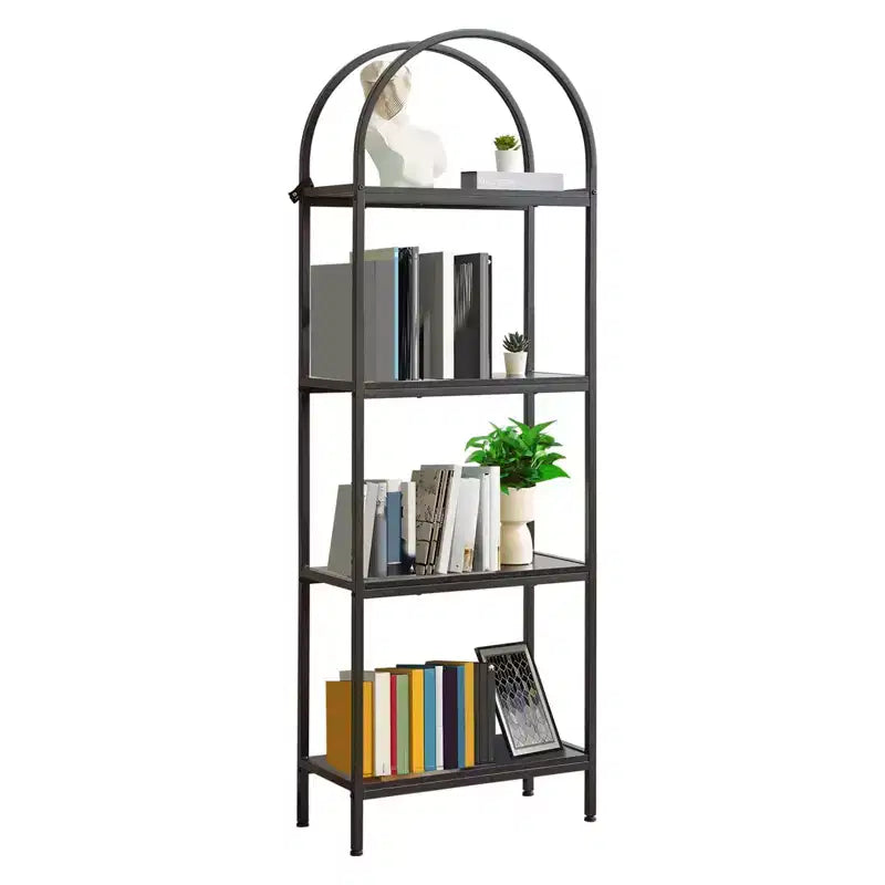 Bookshelf, Arched Bookshelf 5 Tier Bookcase, Industrial Open Book Shelves for Living Room, Modern Freestanding Display Shelving Unit Storage Rack