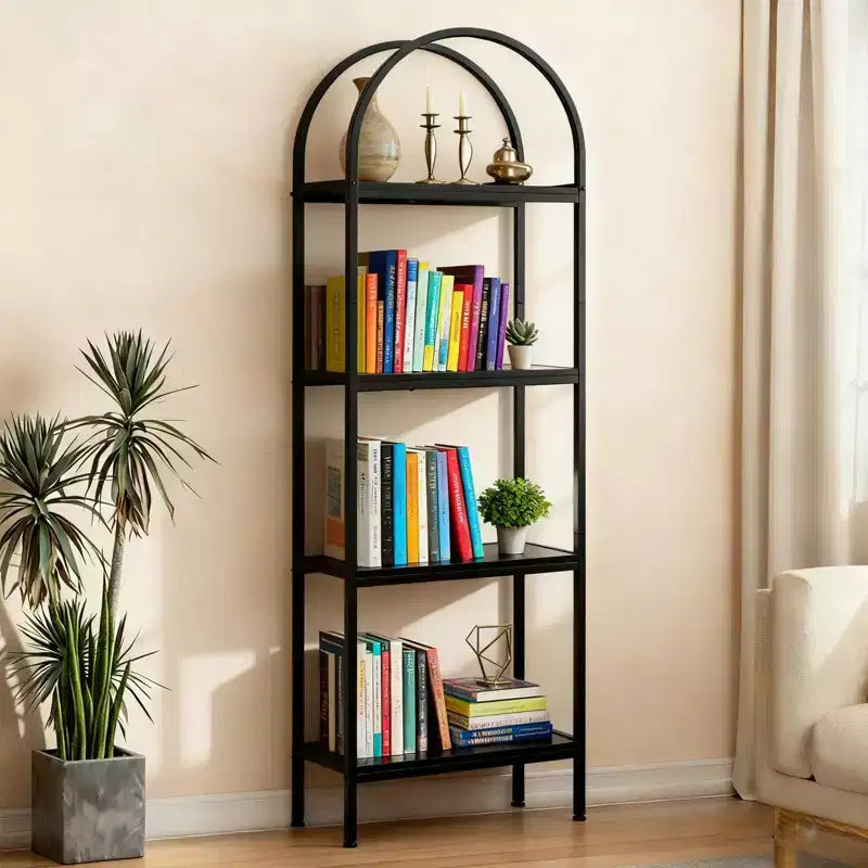 Bookshelf, Arched Bookshelf 5 Tier Bookcase, Industrial Open Book Shelves for Living Room, Modern Freestanding Display Shelving Unit Storage Rack