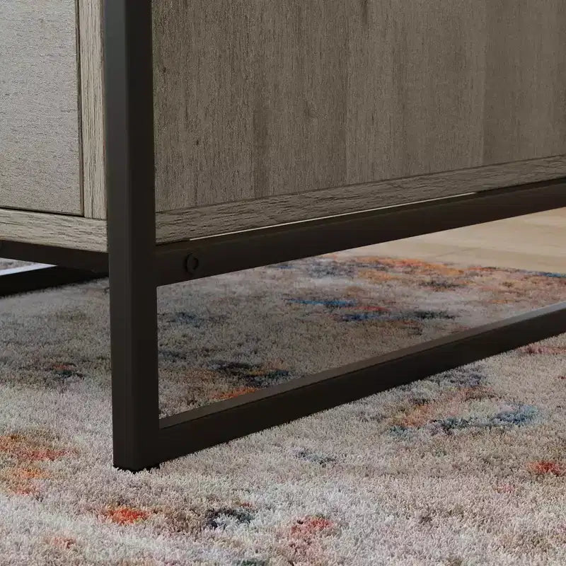 GDFStudio Rowan 59 Wood and Metal L-Shaped Office Desk with File Storage Drawer
