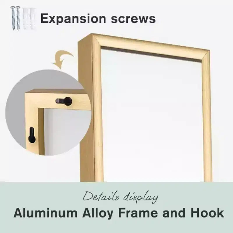 MAYEERTY Gold 33.86 x 70.87 Inch Rectangular Thin Edged Aluminum Alloy Full Length Mirror without Stand for Living Room and Bedroom Wall Decor