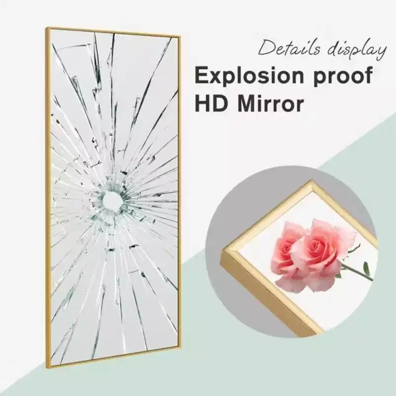 MAYEERTY Gold 33.86 x 70.87 Inch Rectangular Thin Edged Aluminum Alloy Full Length Mirror without Stand for Living Room and Bedroom Wall Decor