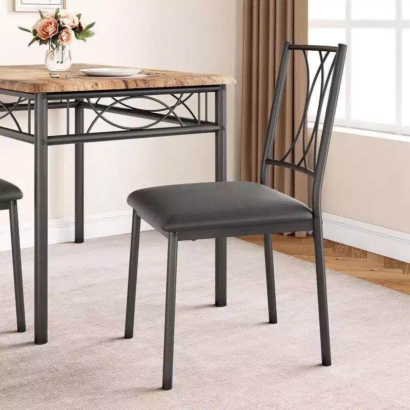 Farmhouse Wooden Dining Table Set for 4, Rectangular Kitchen Table with 4 Chairs, 5 Piece Small Table and Chairs Set