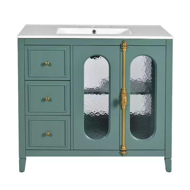 36 Bathroom Vanity Sink Combo with Storage , Wood Bathroom Floor Cabinet with Drawers and Soft Close Doors,