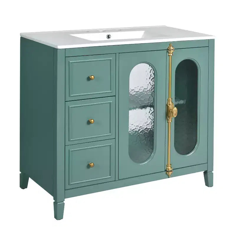 36 Bathroom Vanity Sink Combo with Storage , Wood Bathroom Floor Cabinet with Drawers and Soft Close Doors,